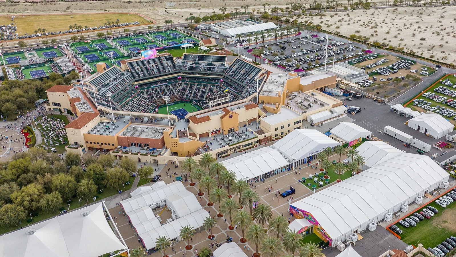 Aerial photograph of the Indian Wells Tennis Garden, 2023