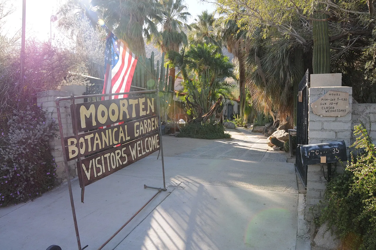 Entrance sign at Moorten Botanical Garden