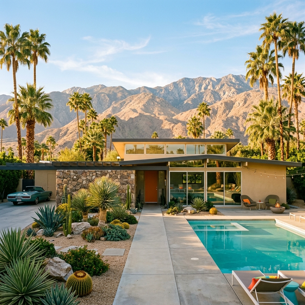 La Quinta desert entrance and San Jacinto mountains